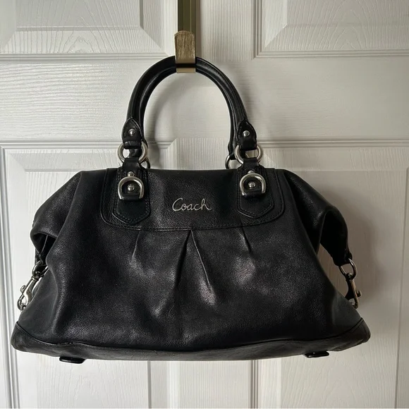 Authentic Coach “Ashley” Black Leather Women's Satchel Bag - Picture 4 of 11
